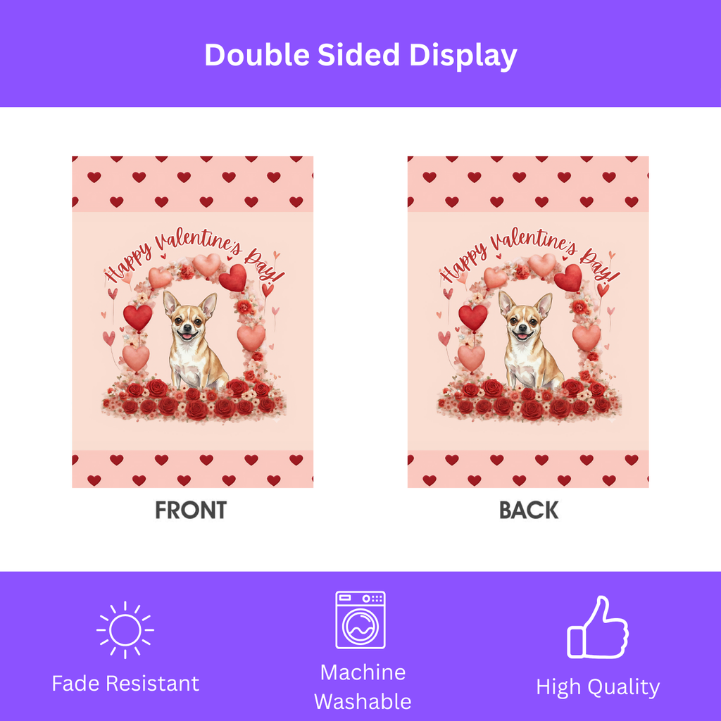 Valentine's Day Short Haired Chihuahua Garden Flag