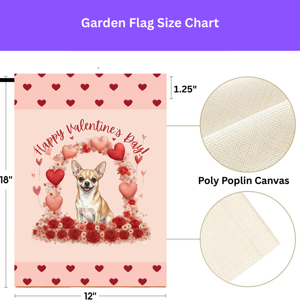 Valentine's Day Short Haired Chihuahua Garden Flag