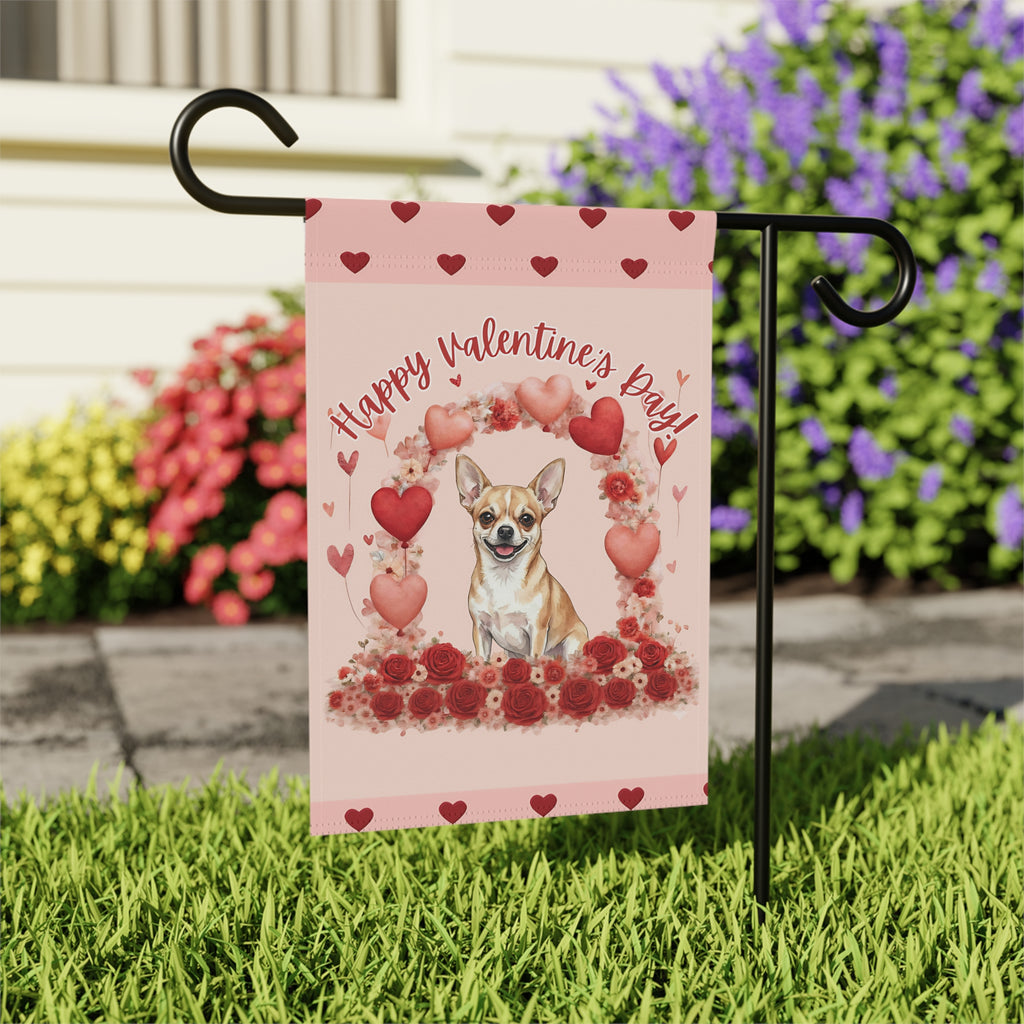 Valentine's Day Short Haired Chihuahua Garden Flag