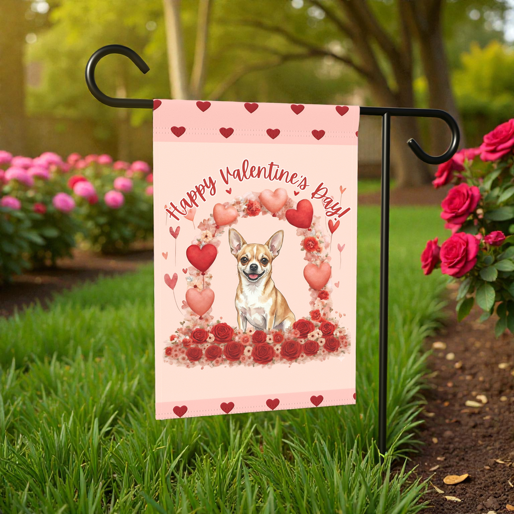 Valentine's Day Short Haired Chihuahua Garden Flag