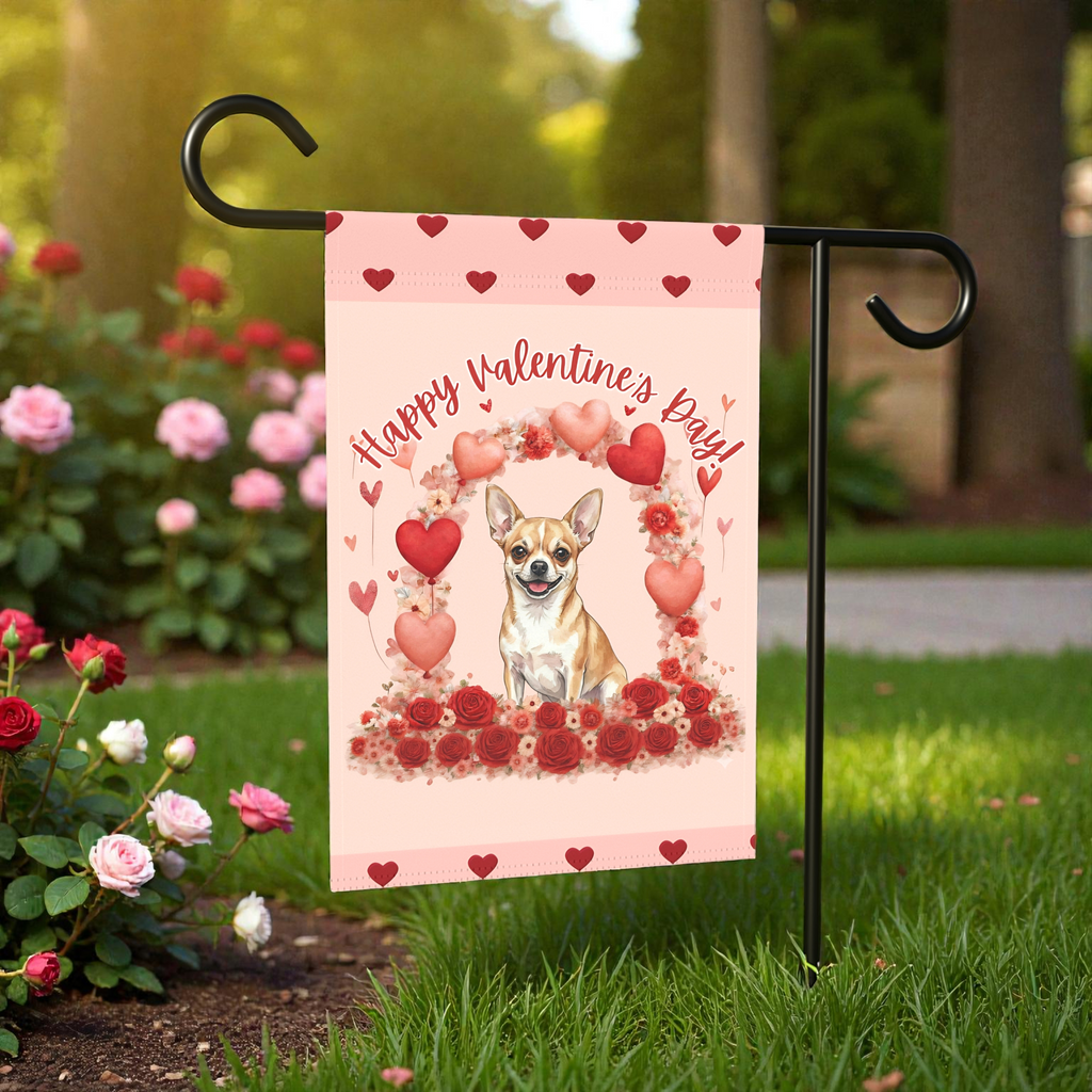 Valentine's Day Short Haired Chihuahua Garden Flag