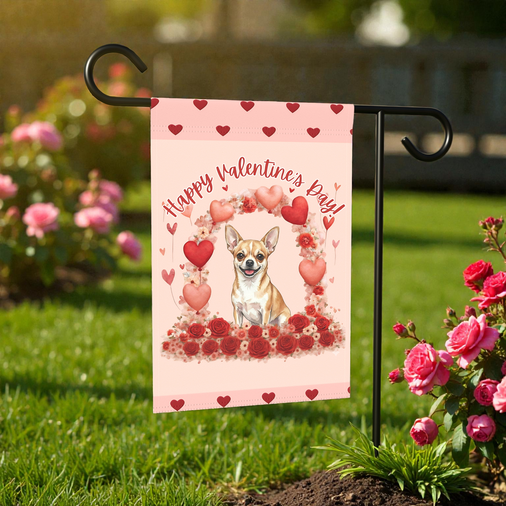 Valentine's Day Short Haired Chihuahua Garden Flag