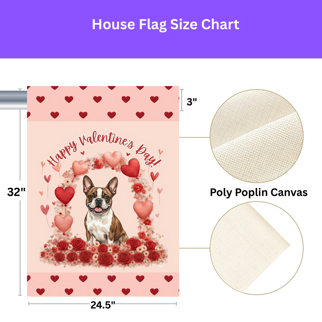 Valentine's Day Brown Boston Terrier Garden Flag