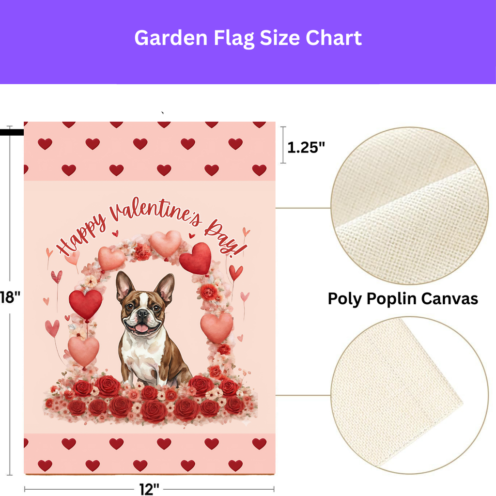 Valentine's Day Brown Boston Terrier Garden Flag