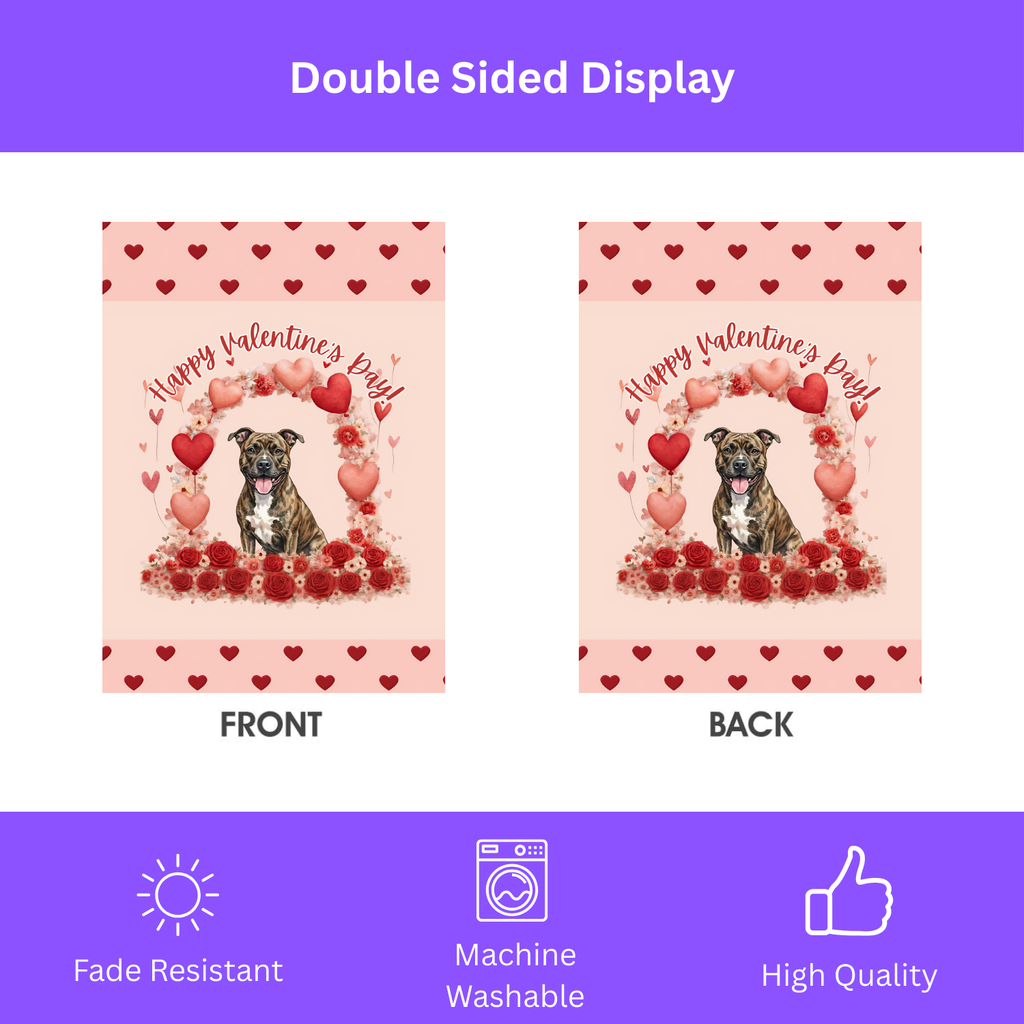 Valentine's Day Brindle Pit Bull Terrier Garden Flag