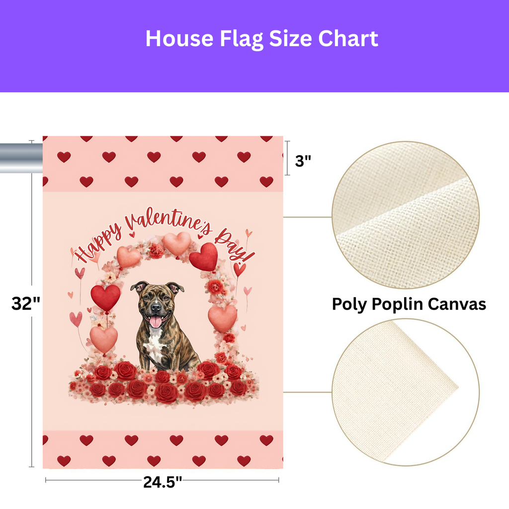 Valentine's Day Brindle Pit Bull Terrier Garden Flag