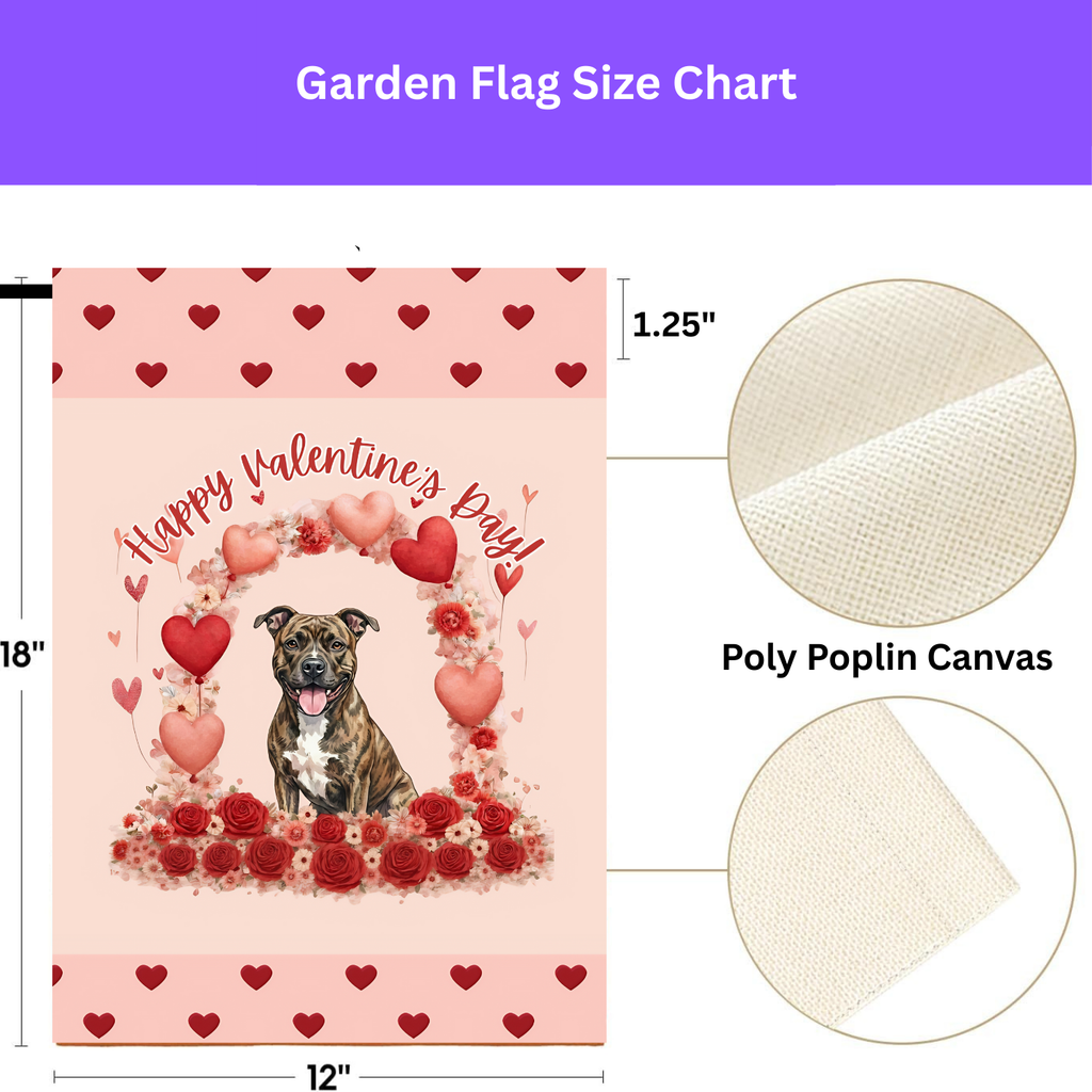 Valentine's Day Brindle Pit Bull Terrier Garden Flag