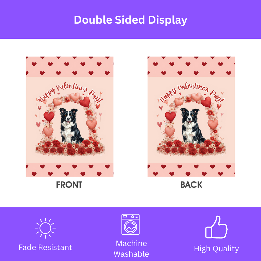 Valentine's Day Border Collie Garden Flag