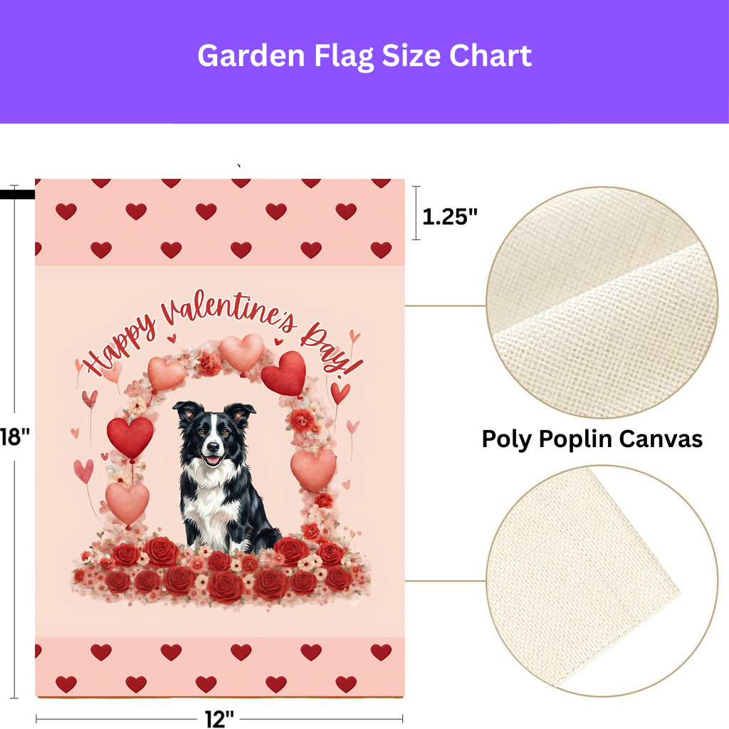 Valentine's Day Border Collie Garden Flag