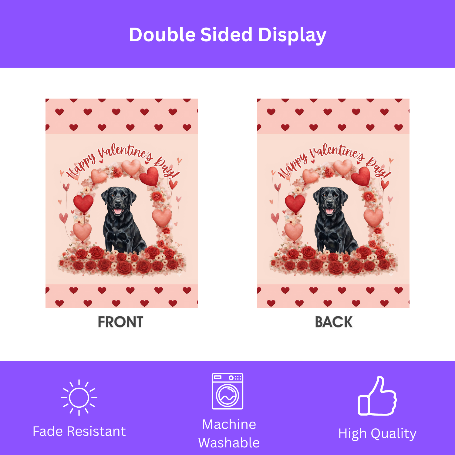 Valentine's Day Black Labrador Garden Flag