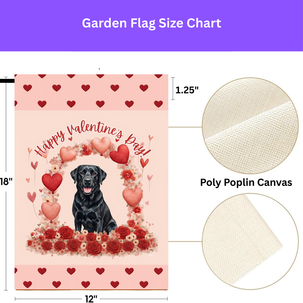 Valentine's Day Black Labrador Garden Flag