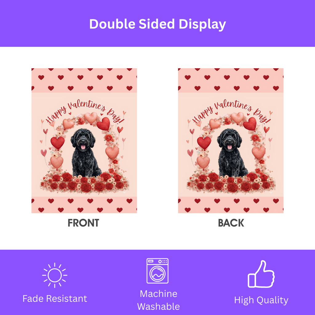 Valentine's Day Black Labradoodle Garden Flag