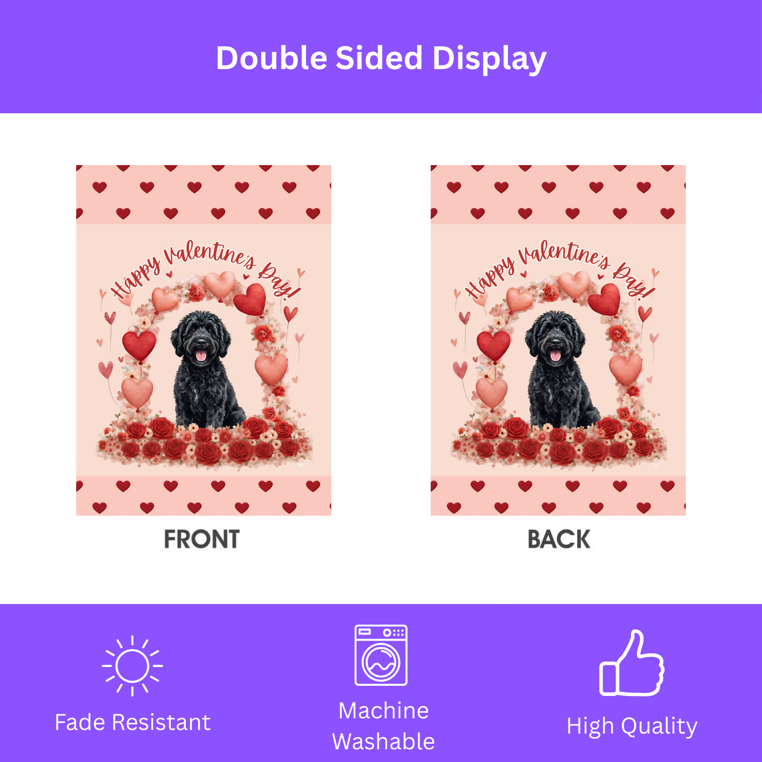 Valentine's Day Black Labradoodle Garden Flag