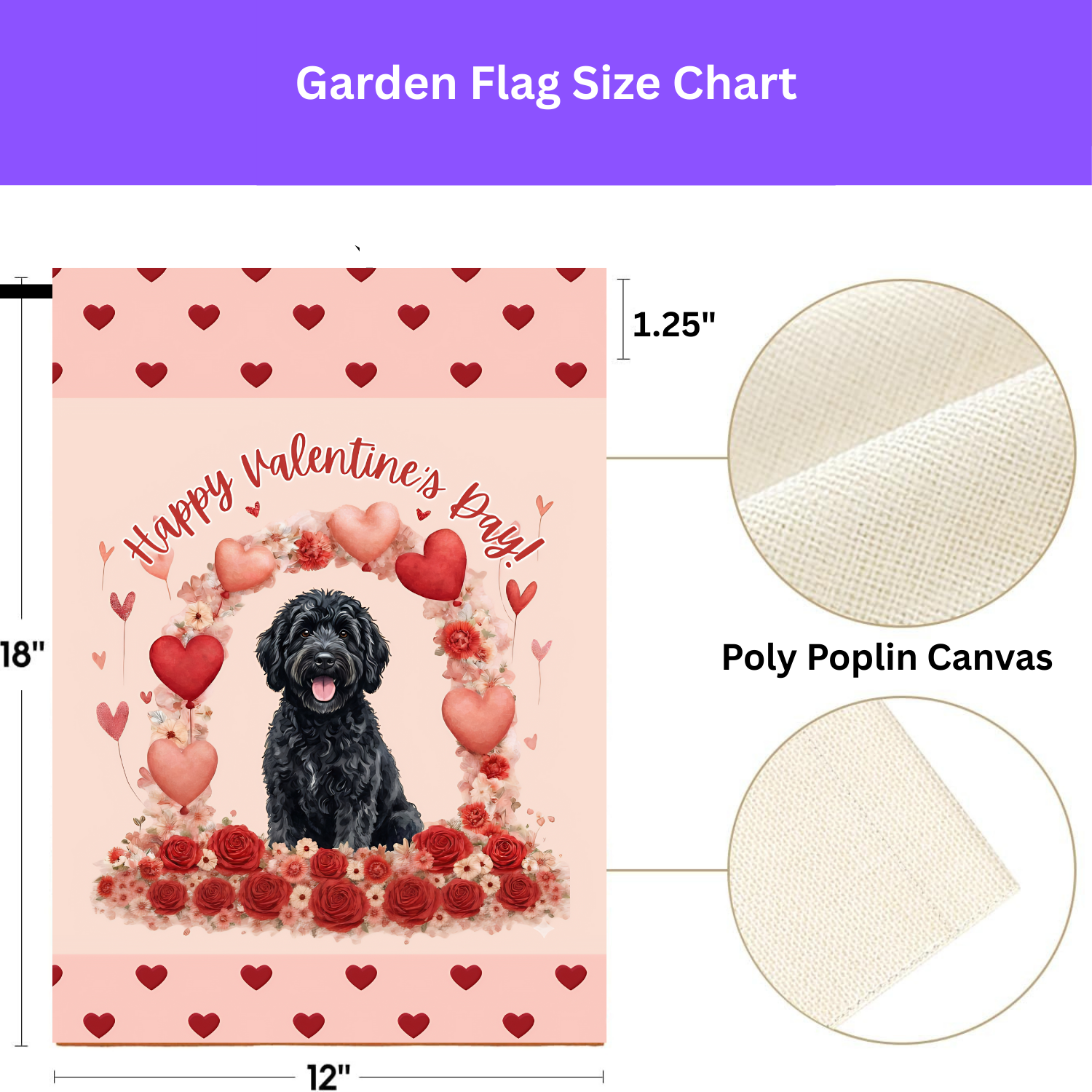 Valentine's Day Black Labradoodle Garden Flag
