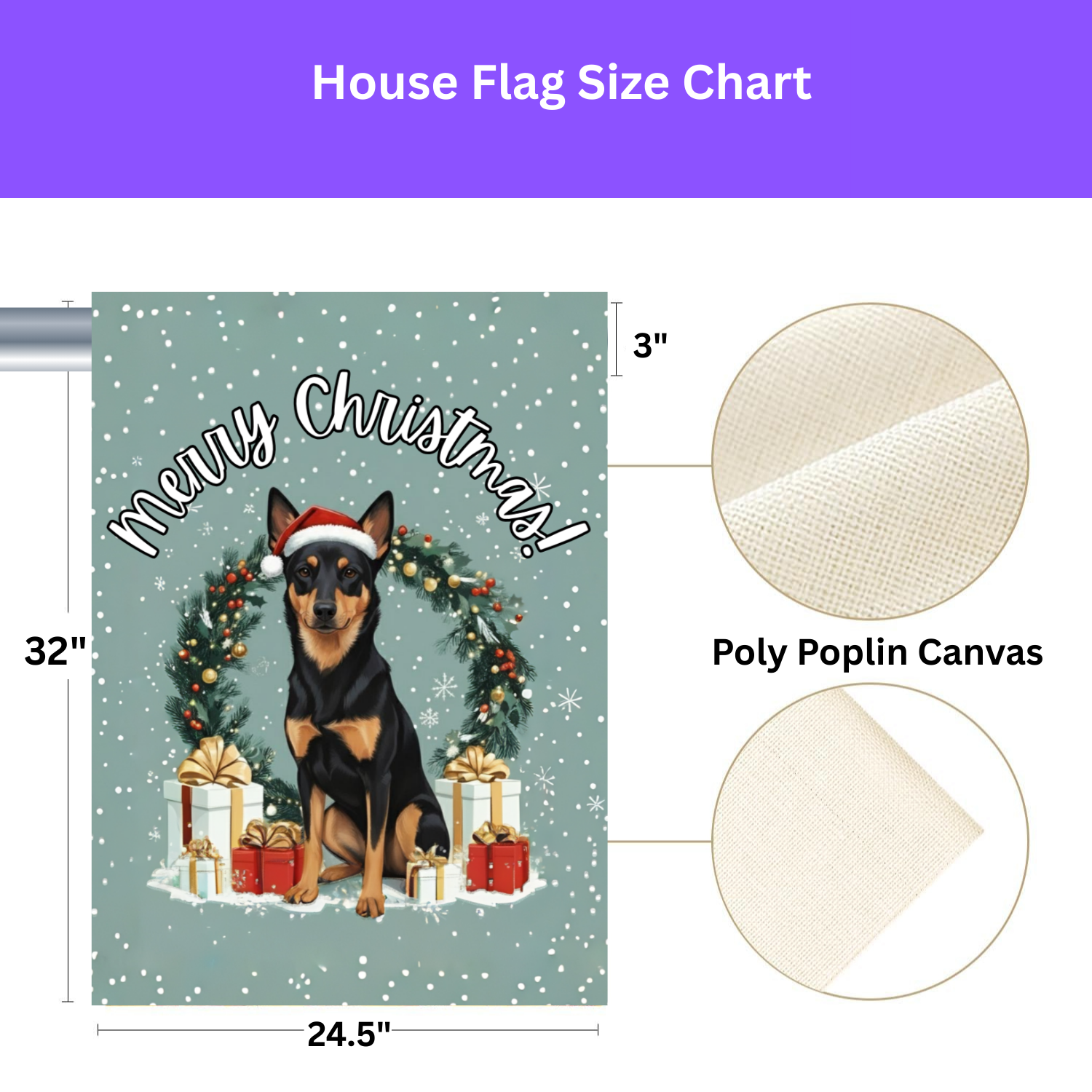 Christmas Australian Kelpie Garden Flag - double-sided design - Dragonfire Gardens