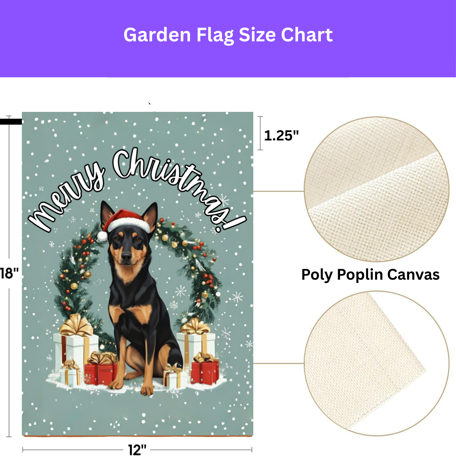 Christmas Australian Kelpie Garden Flag - yard display - Dragonfire Gardens