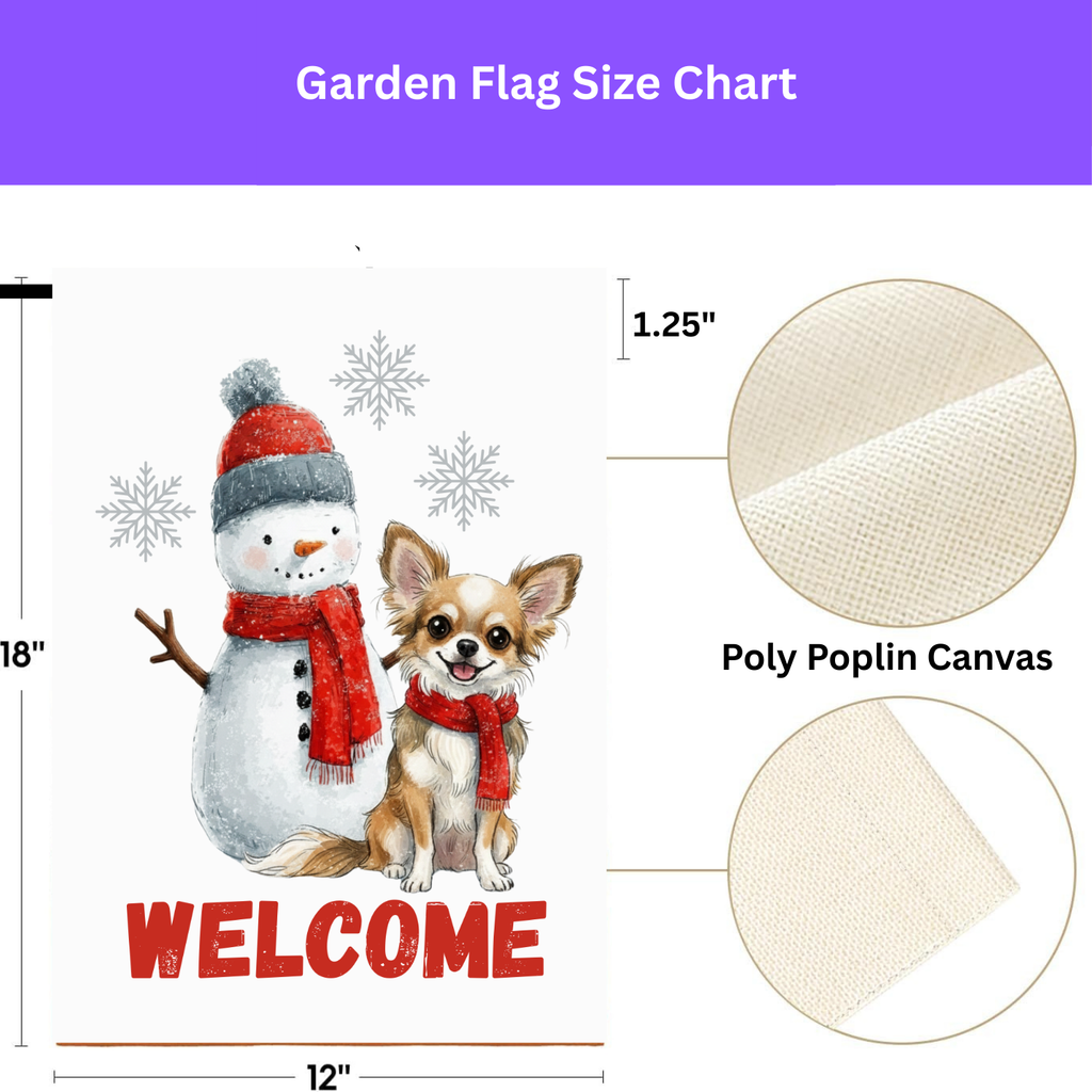 Corgi and Snowman Welcome Garden Flag - porch decor - Dragonfire Gardens