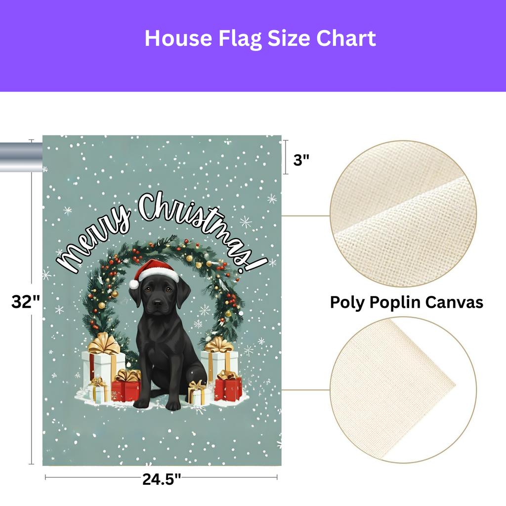 Merry Christmas Black Labrador Retriever Garden Flag - porch decor - Dragonfire Gardens