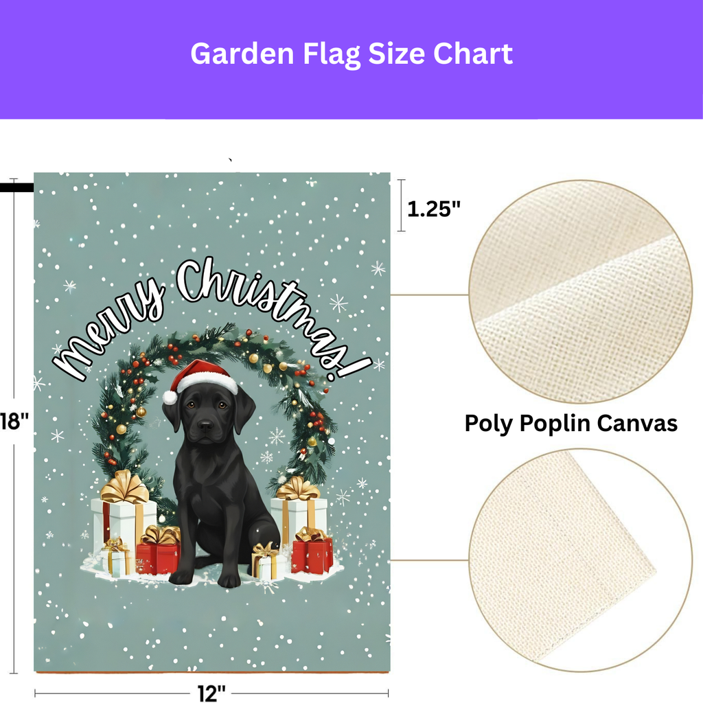 Merry Christmas Black Labrador Retriever Garden Flag - yard display - Dragonfire Gardens