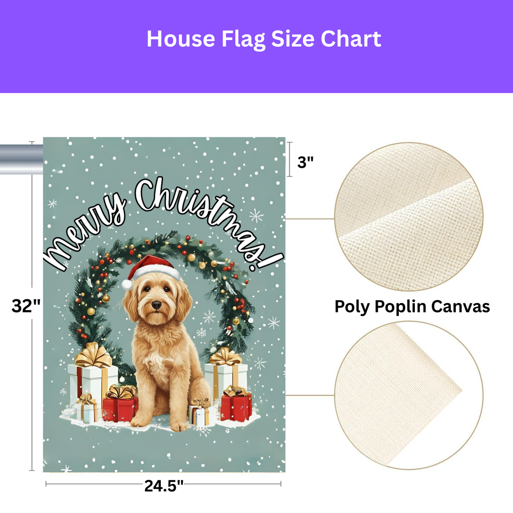 Merry Christmas Golden Noodle Garden Flag - yard display - Dragonfire Gardens