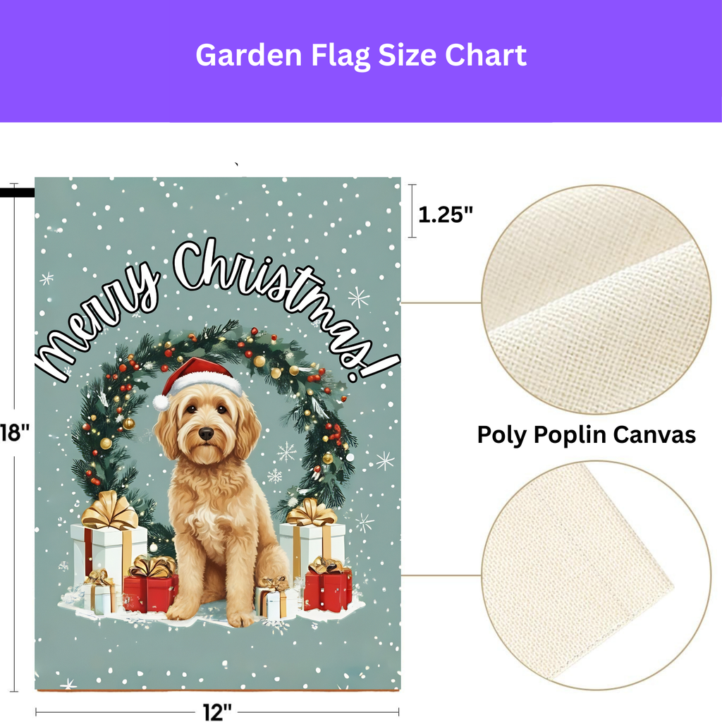 Merry Christmas Golden Noodle Garden Flag - porch decor - Dragonfire Gardens