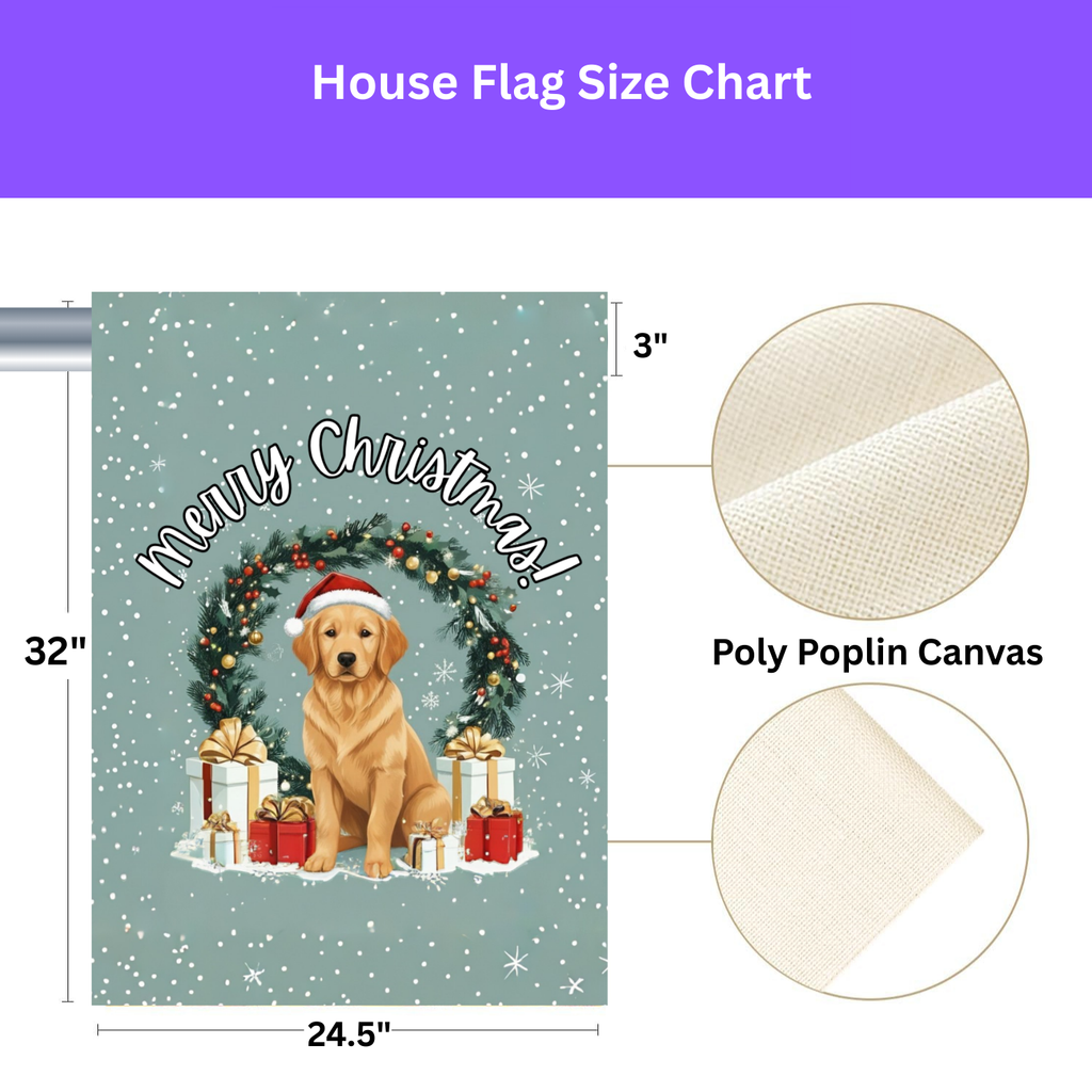 Merry Christmas Golden Retriever Garden Flag - yard display - Dragonfire Gardens