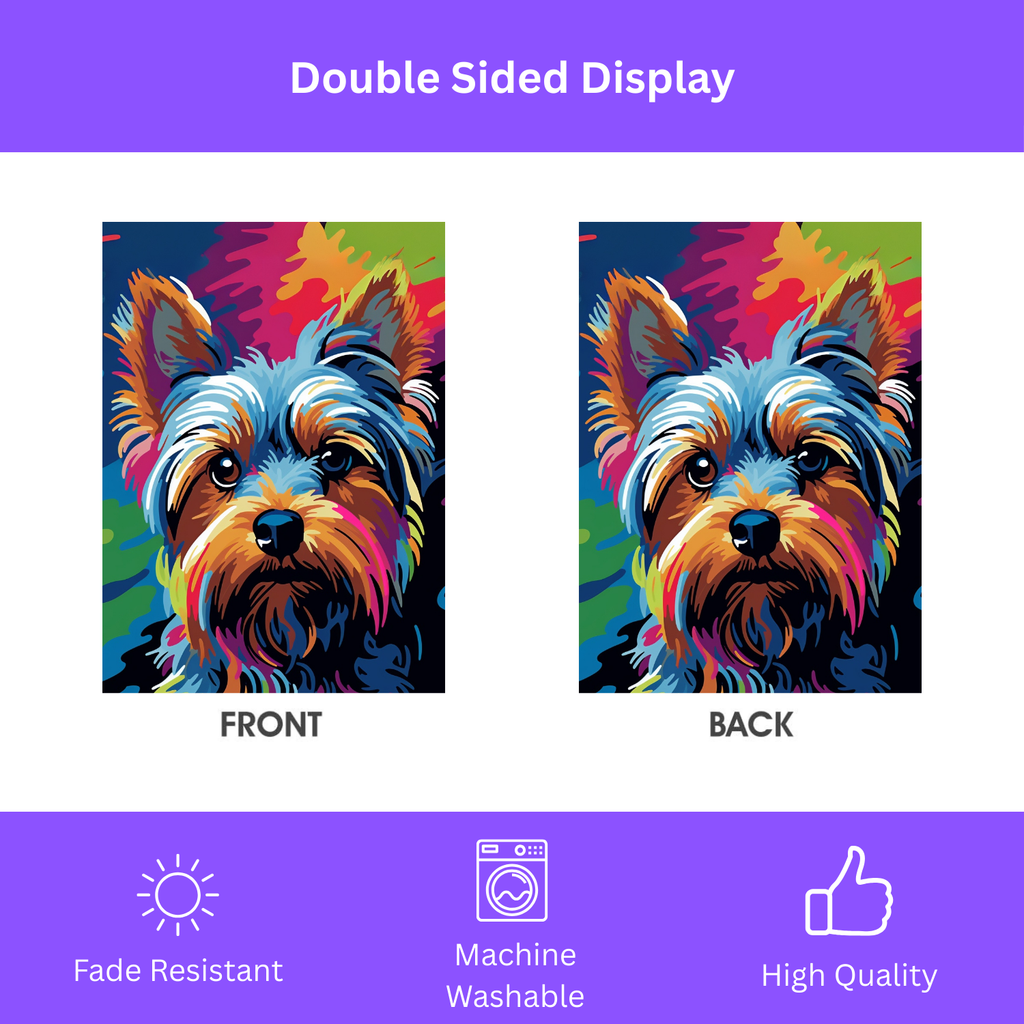 Abstract Colored Yorkshire Terrier Garden Flag