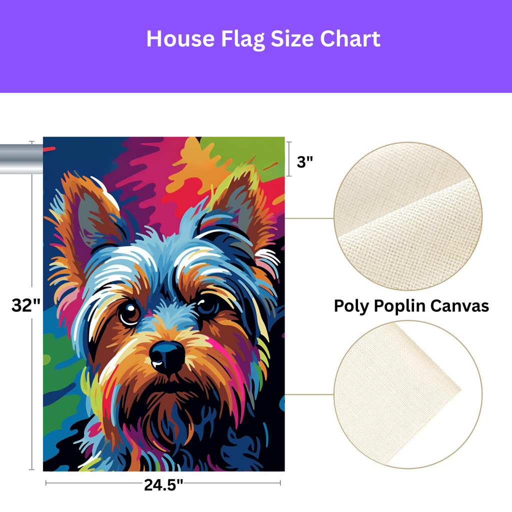Abstract Colored Yorkshire Terrier Garden Flag