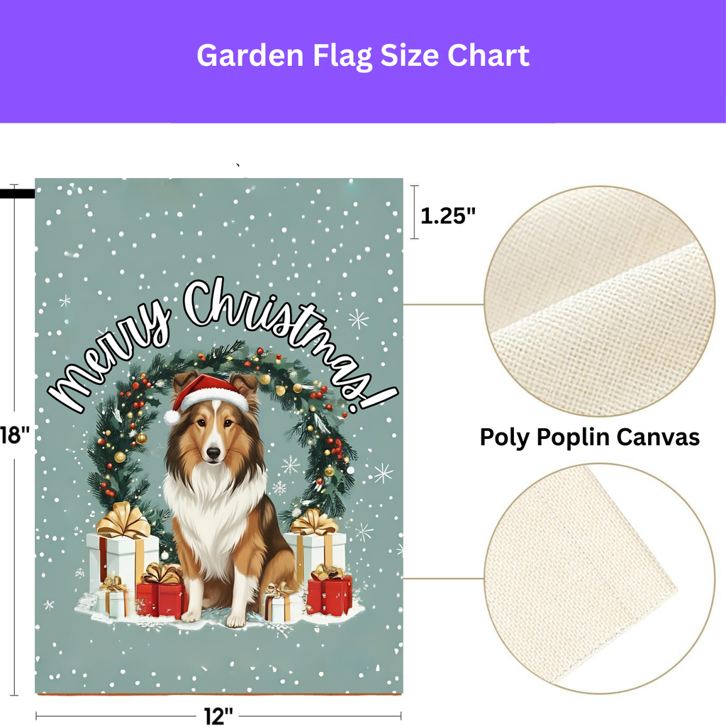 Merry Christmas Sheltie Garden Flag - yard display - Dragonfire Gardens