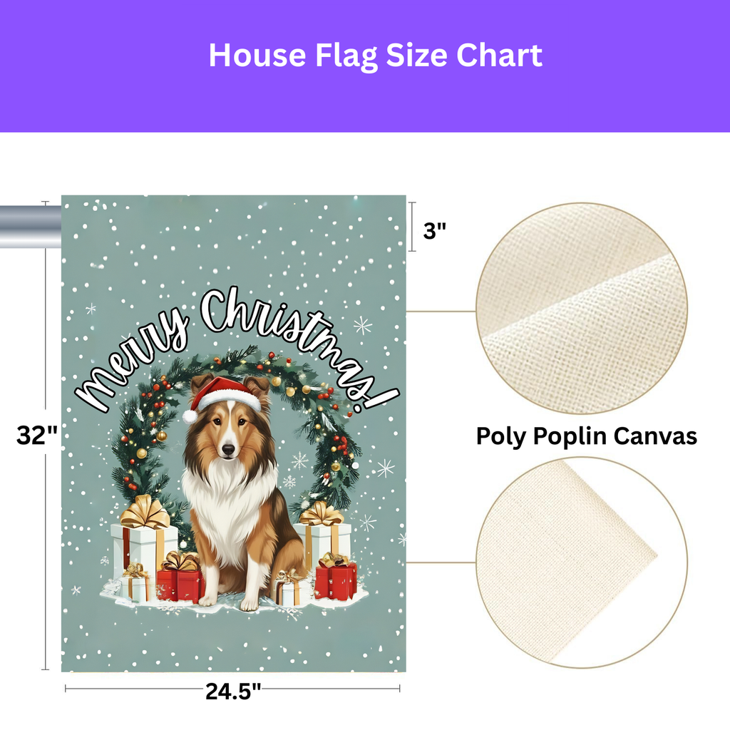 Merry Christmas Sheltie Garden Flag - porch decor - Dragonfire Gardens