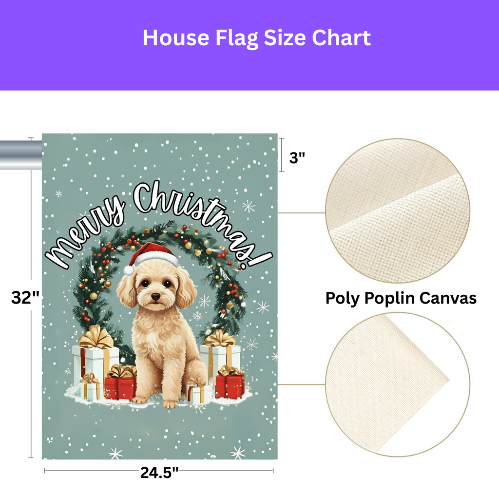 Merry Christmas Toy Poodle Garden Flag - yard display - Dragonfire Gardens