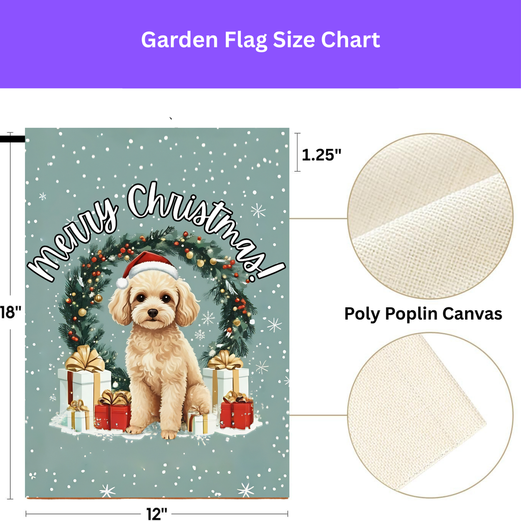 Merry Christmas Toy Poodle Garden Flag - porch decor - Dragonfire Gardens