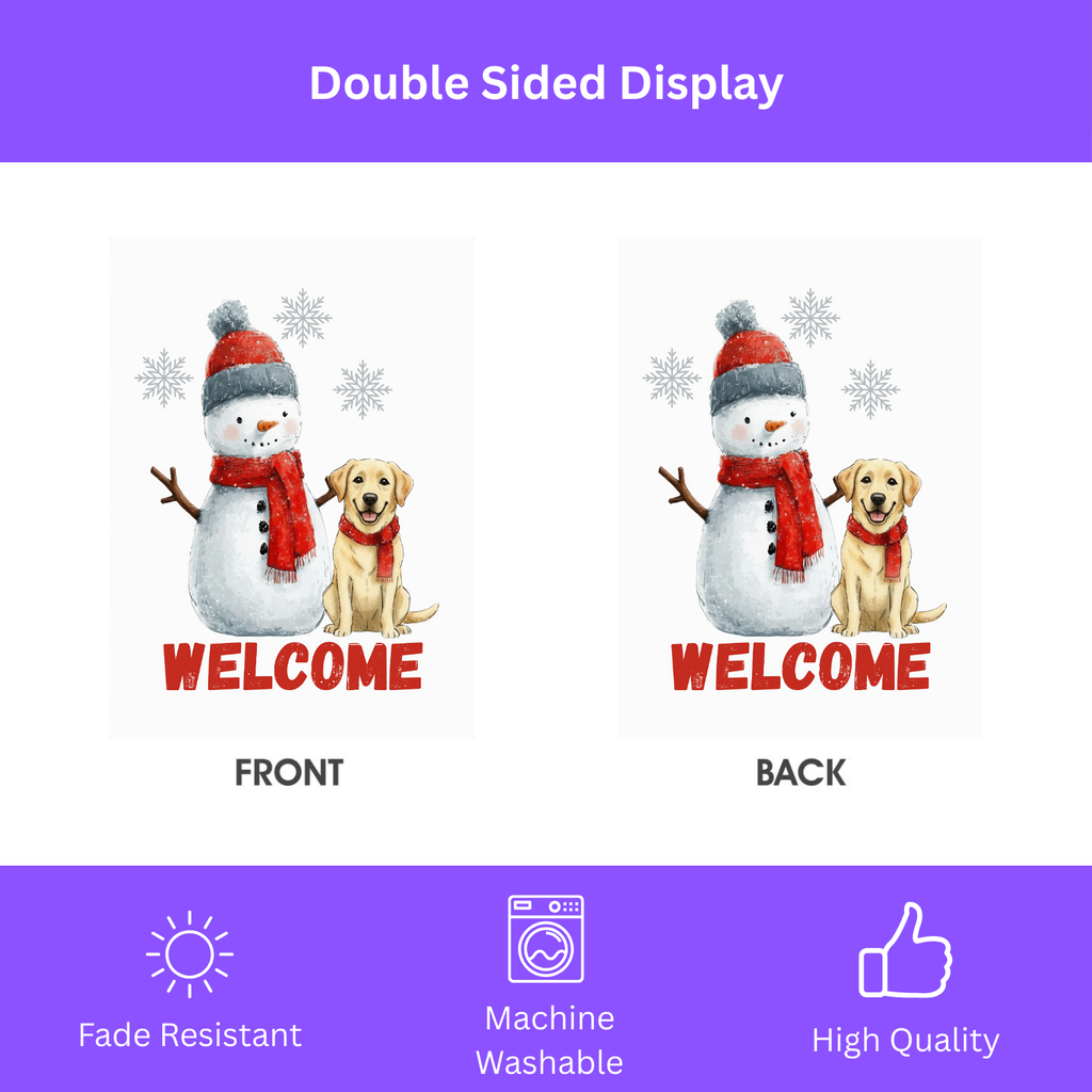 Yellow Labrador Retriever and Snowman Welcome Garden Flag