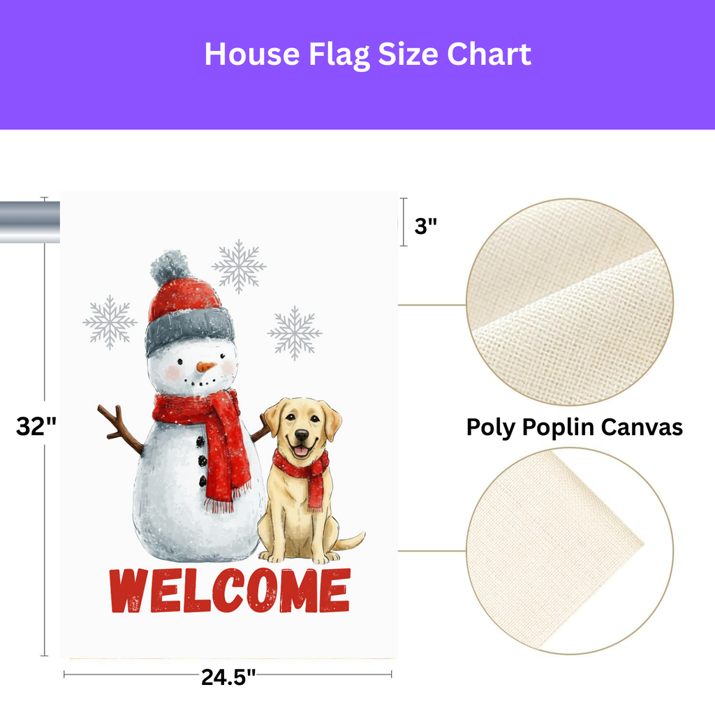 Yellow Labrador Retriever and Snowman Welcome Garden Flag