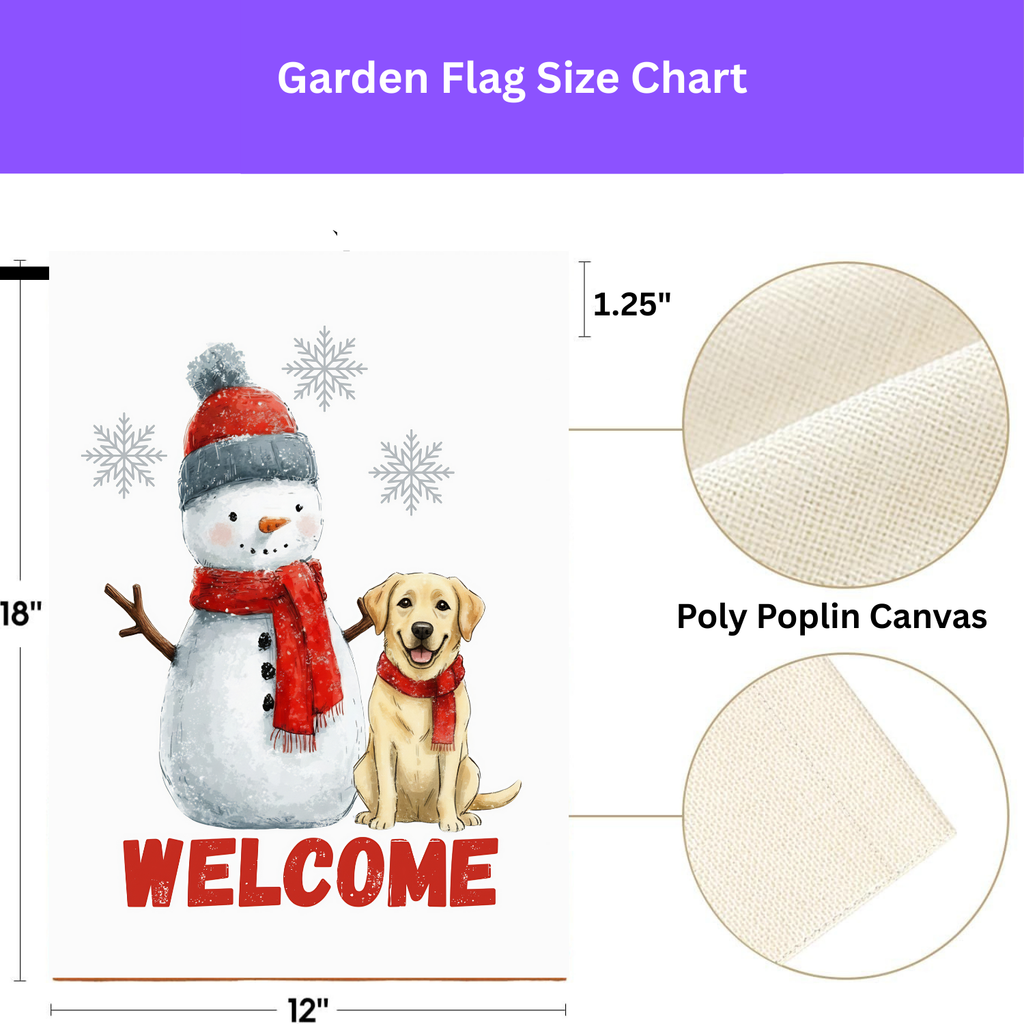 Yellow Labrador Retriever and Snowman Welcome Garden Flag