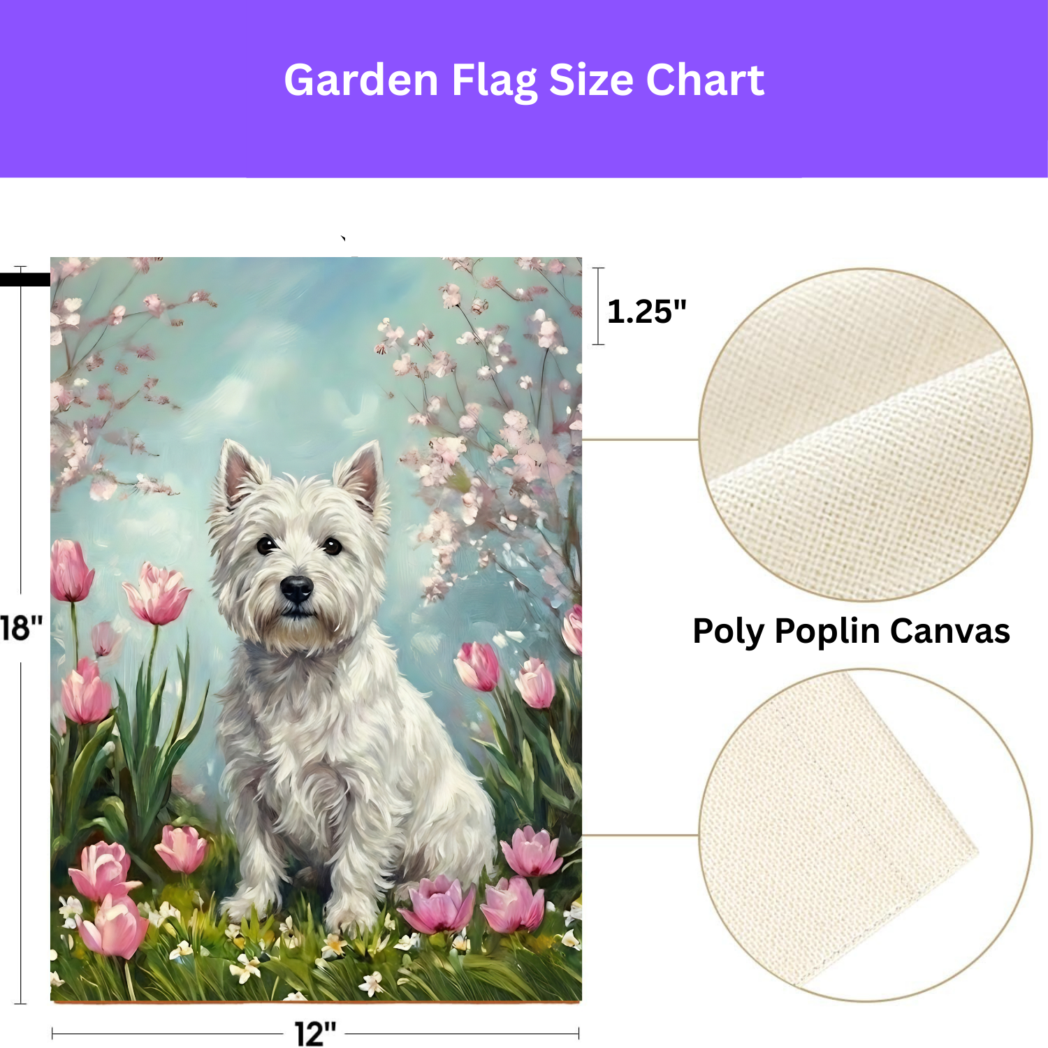 Westie in the Tulips Spring Garden Flag