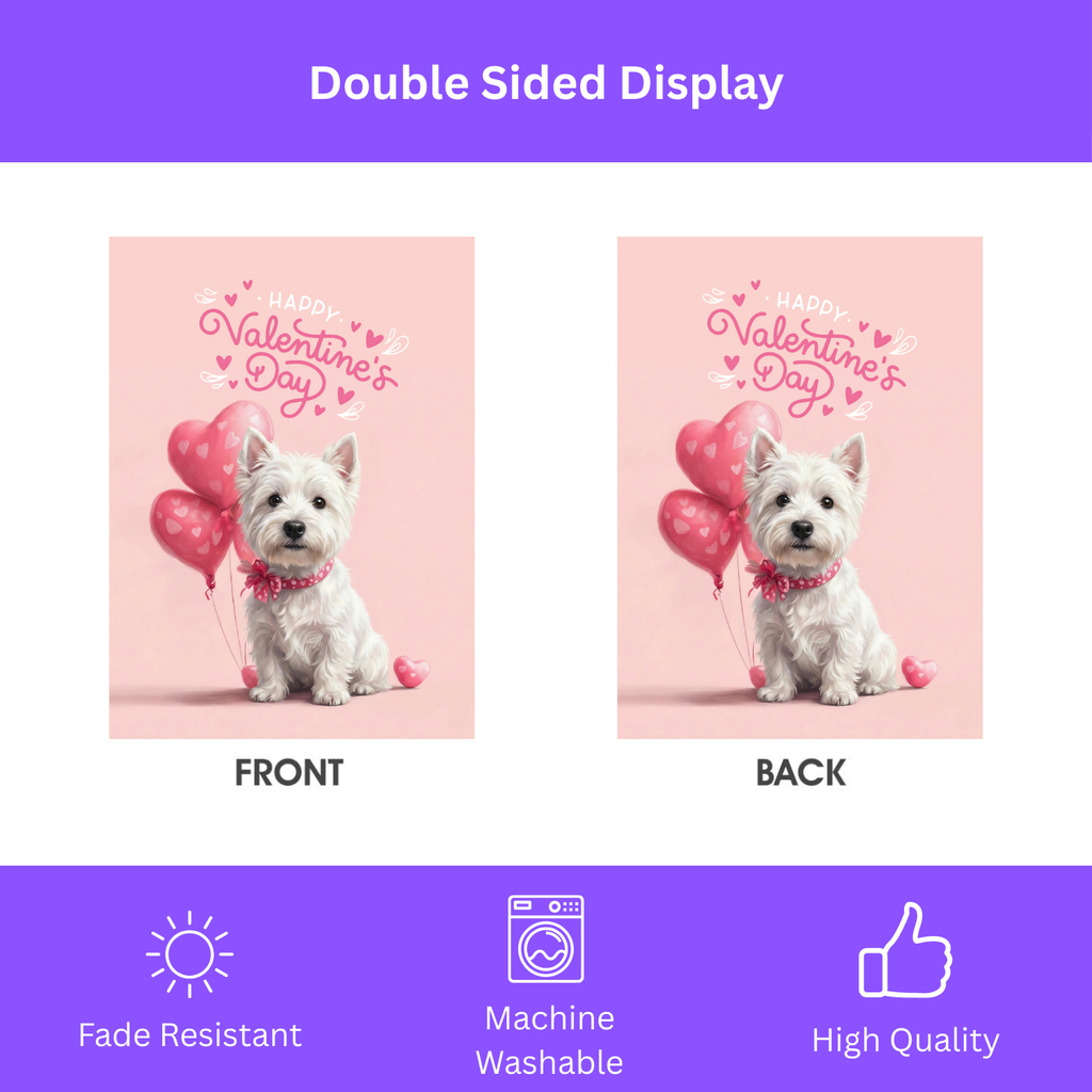 Westie Happy Valentine's Day Garden Flag