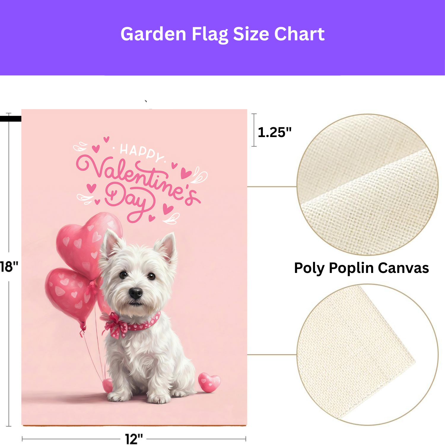 Westie Happy Valentine's Day Garden Flag