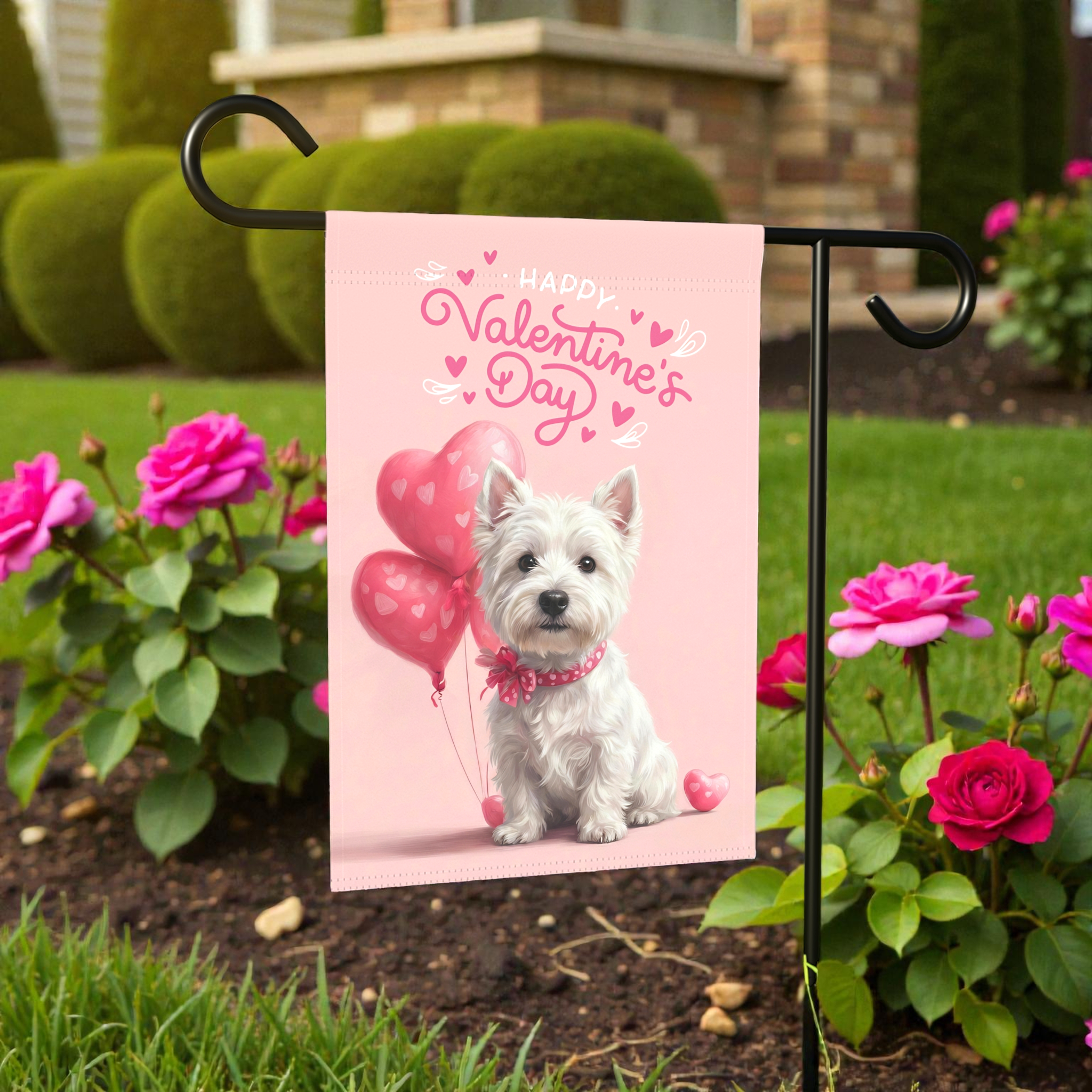Westie Happy Valentine's Day Garden Flag