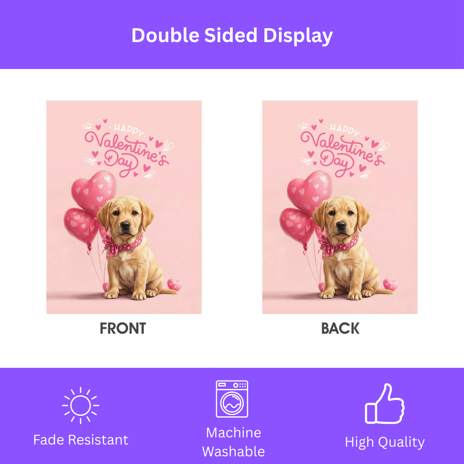 Yellow Labrador Puppy Happy Valentine's Day Garden Flag