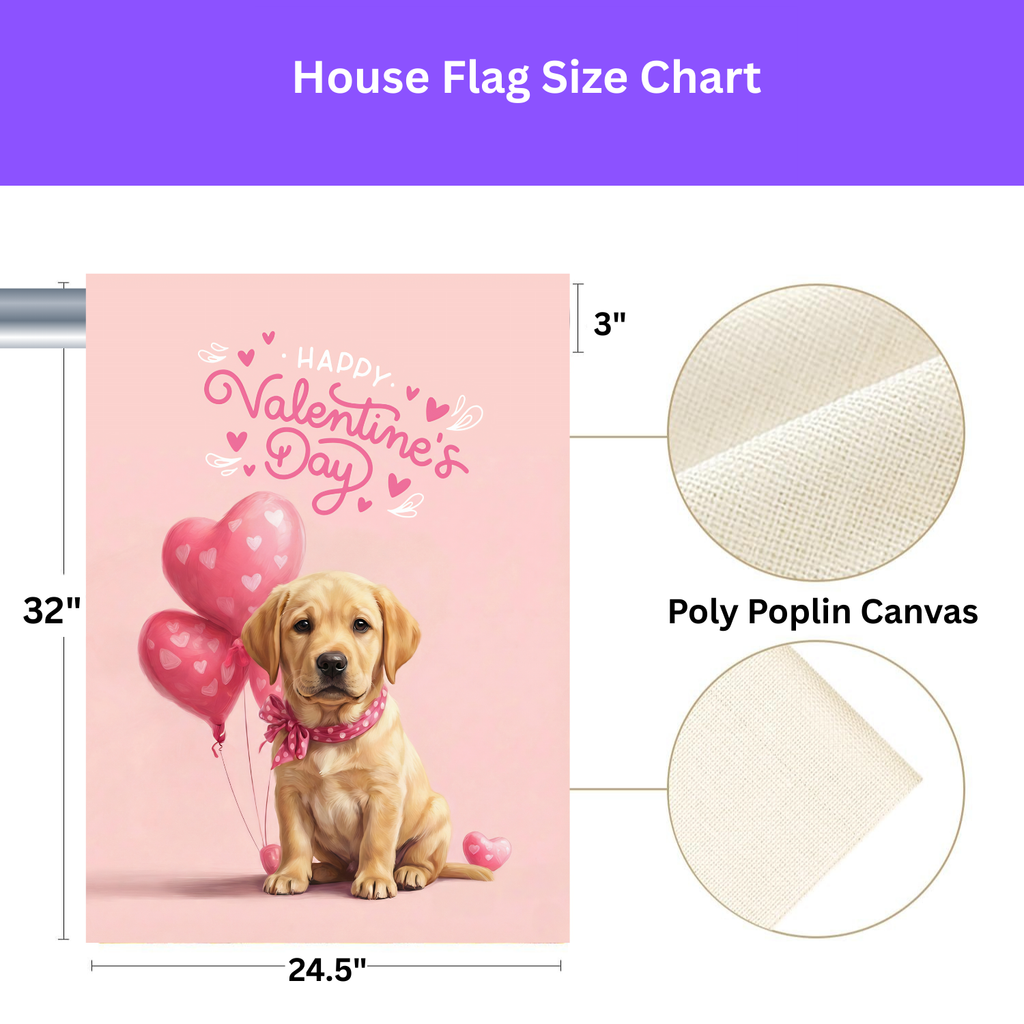 Yellow Labrador Puppy Happy Valentine's Day Garden Flag