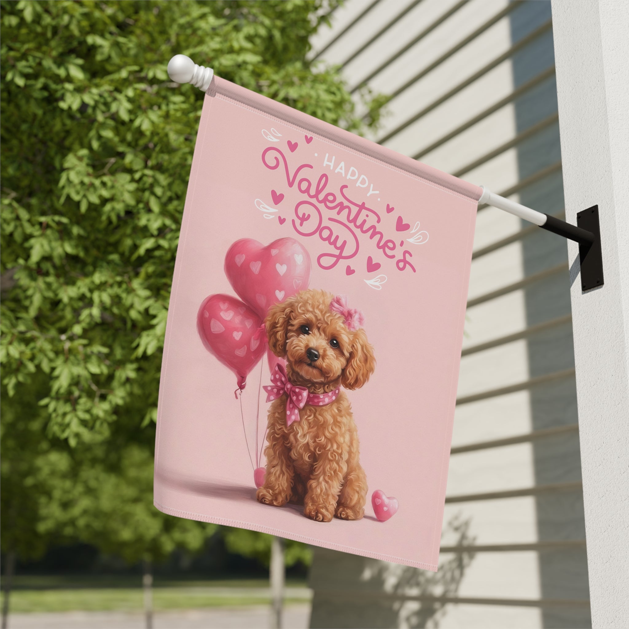 Toy Poodle Valentine's Day Garden Flag