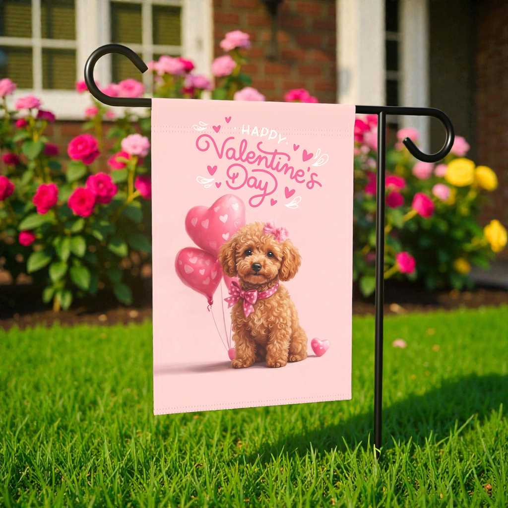 Toy Poodle Valentine's Day Garden Flag