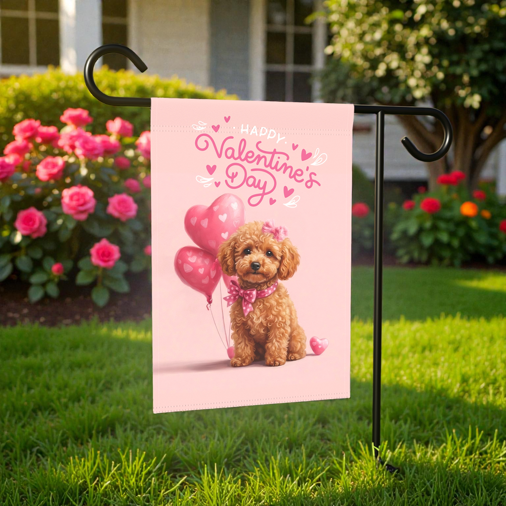 Toy Poodle Valentine's Day Garden Flag