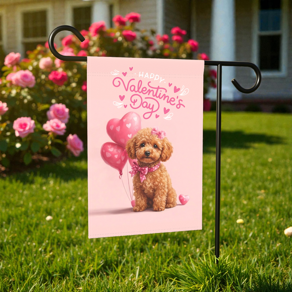 Toy Poodle Valentine's Day Garden Flag