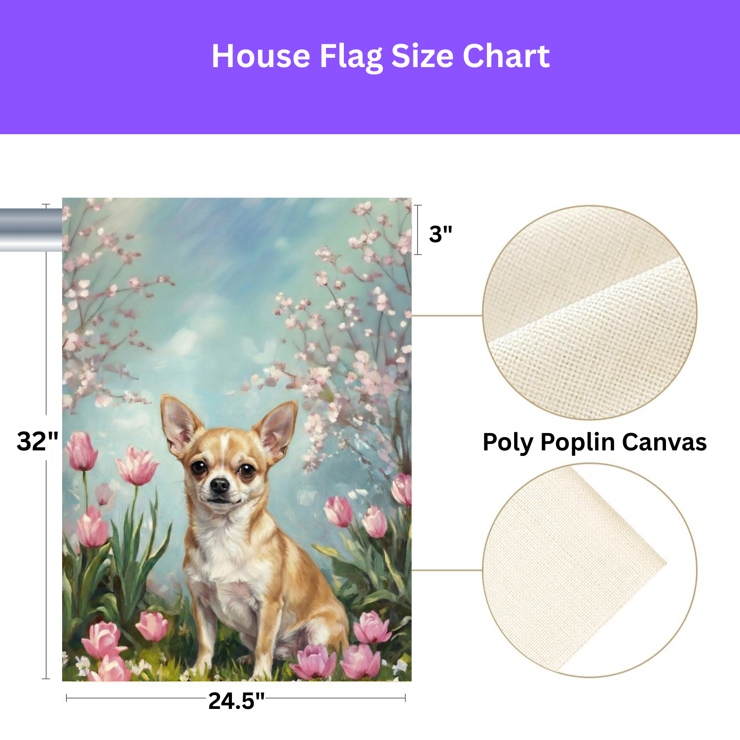 Short Hair Chihuahua in the Tulips Spring Garden Flag - yard display - Dragonfire Gardens