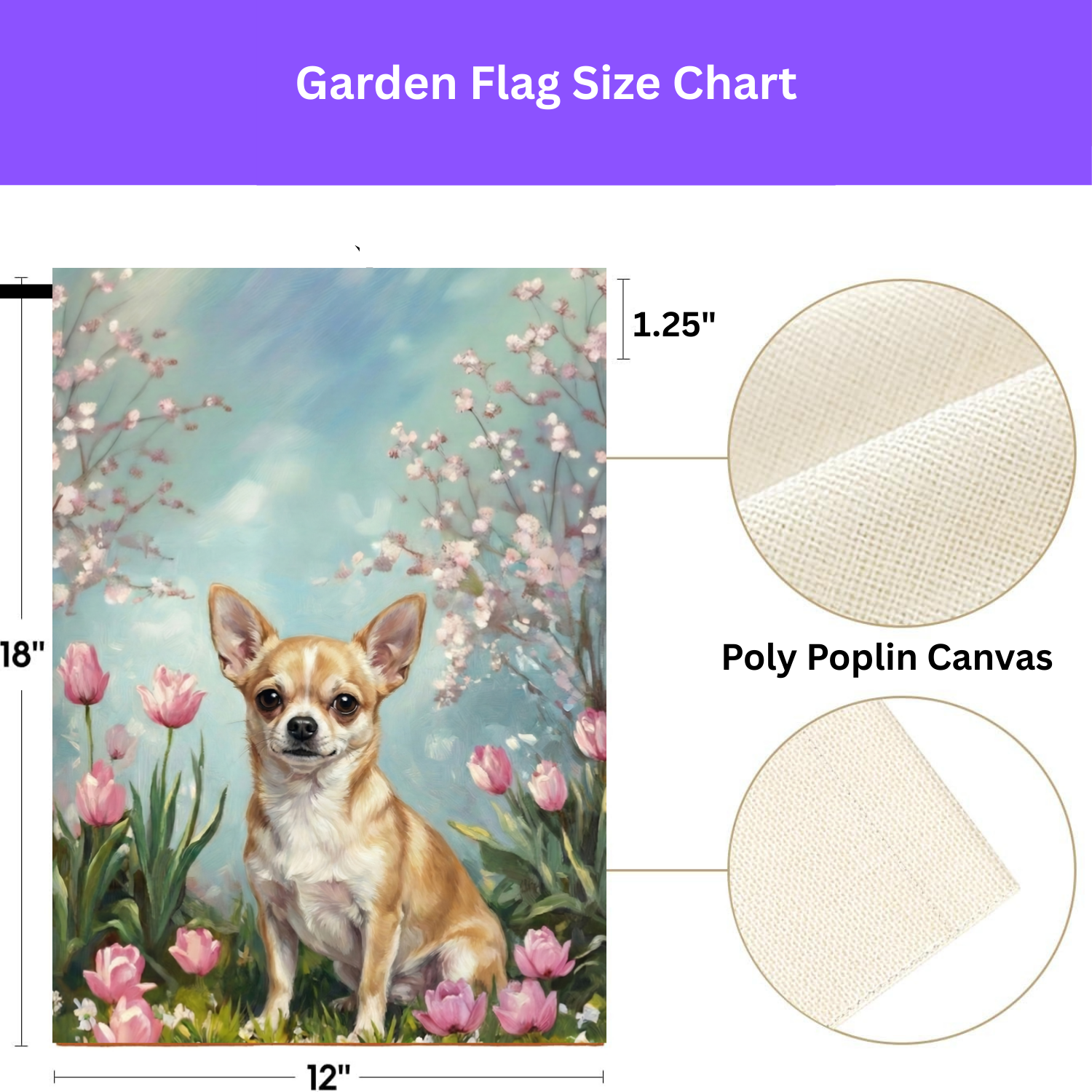 Short Hair Chihuahua in the Tulips Spring Garden Flag - porch decor - Dragonfire Gardens