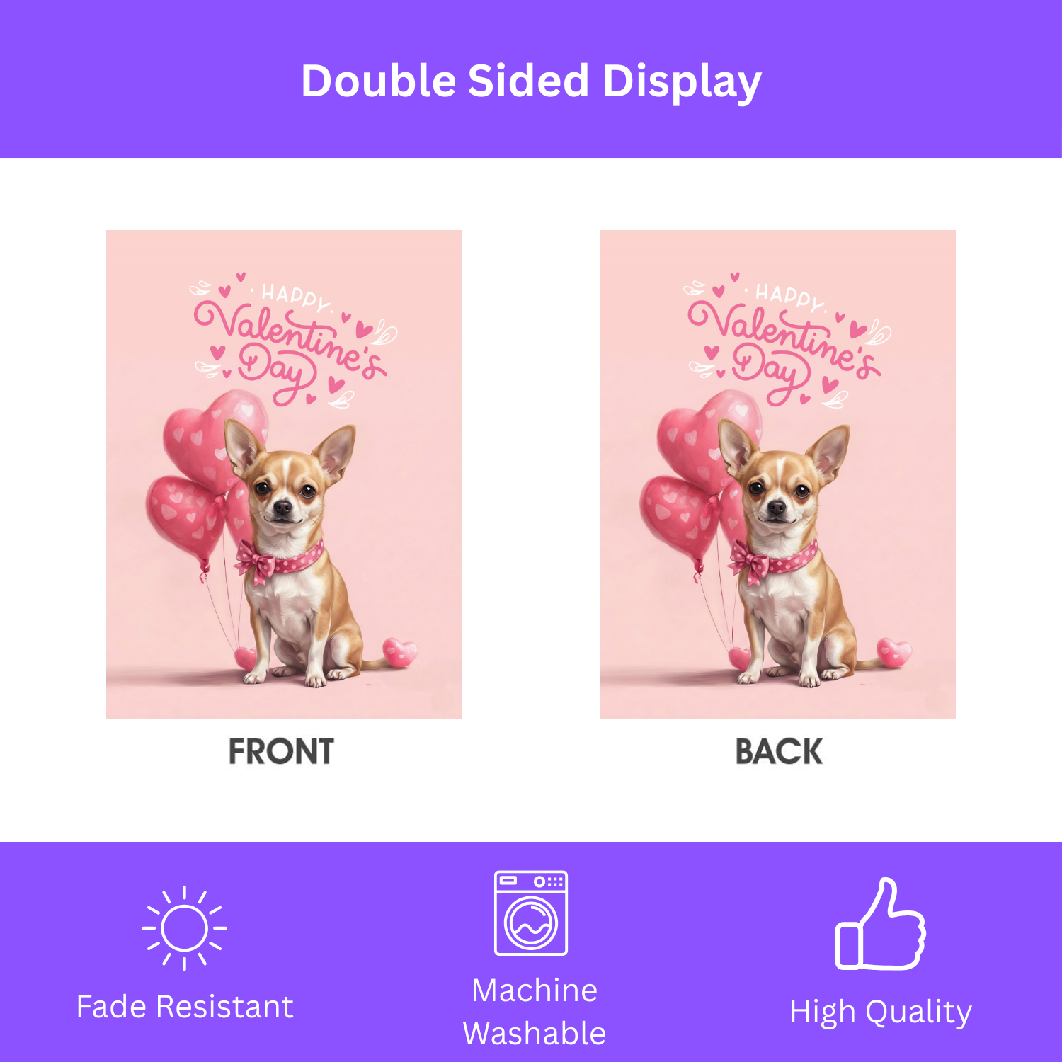 Short Haired Chihuahua Valentine's Day Garden Flag