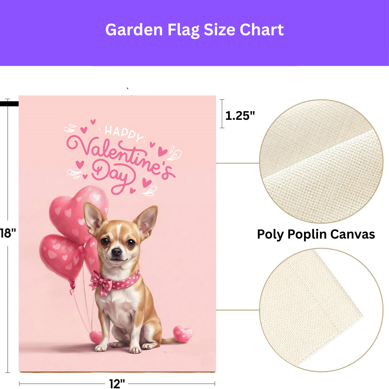 Short Haired Chihuahua Valentine's Day Garden Flag