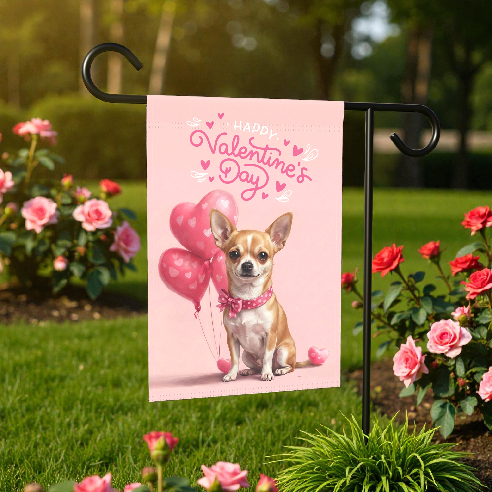 Short Haired Chihuahua Valentine's Day Garden Flag